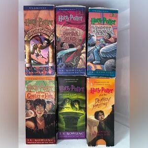 Lot of HARRY POTTER audiobooks cassette tapes and cd books 1,2,3,4,6,7 Hogwarts
